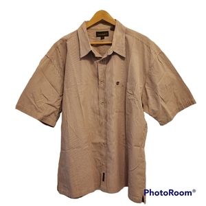 Timberland Brown/Off White Stripes Short Sleeve Button-Down Shirt Size XXL